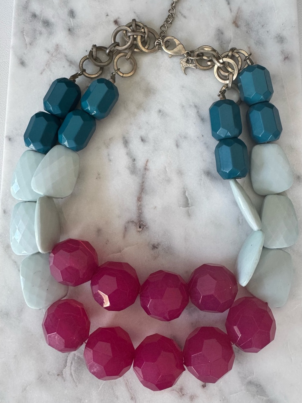 Towne & Reese Teal and Fuchsia Multi-Strand Beaded Necklace